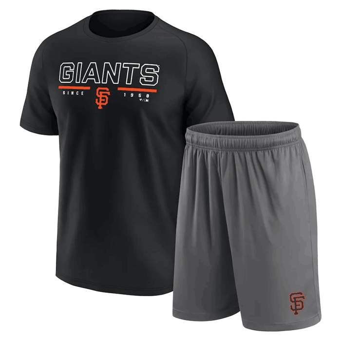 Men's San Francisco Giants Black/Heather Gray Arch T-Shirt & Shorts Combo Set Men's San Francisco Giants Black/Heather Gray Arch T-Shirt & Shorts Combo Set